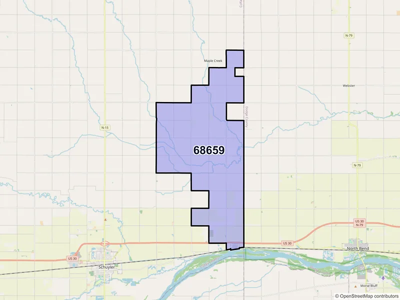 Map of ZIP Code 68659 — Rogers, NE