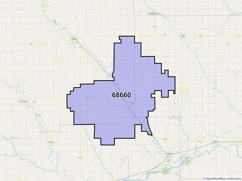 Map of ZIP Code 68660 — Saint Edward, NE