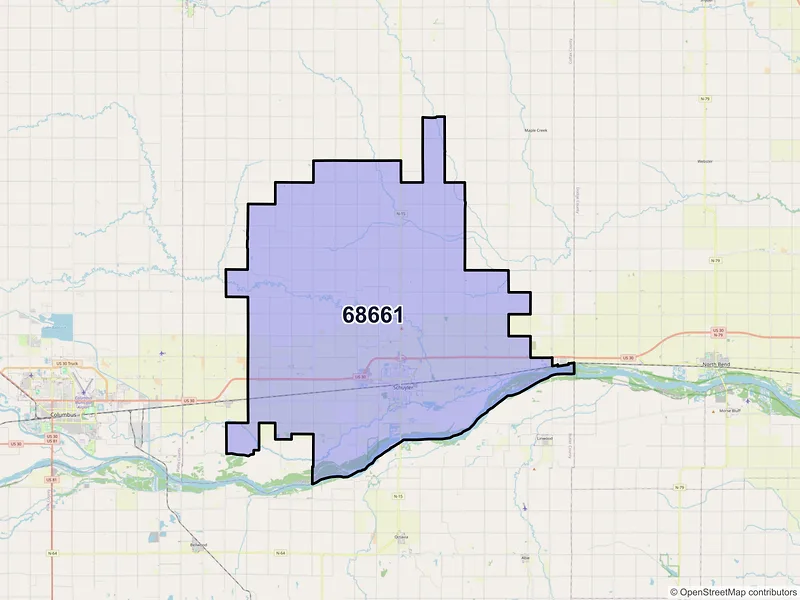 Map of ZIP Code 68661 — Schuyler, NE