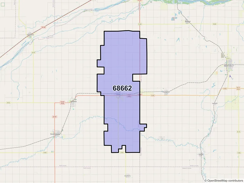 Map of ZIP Code 68662 — Shelby, NE