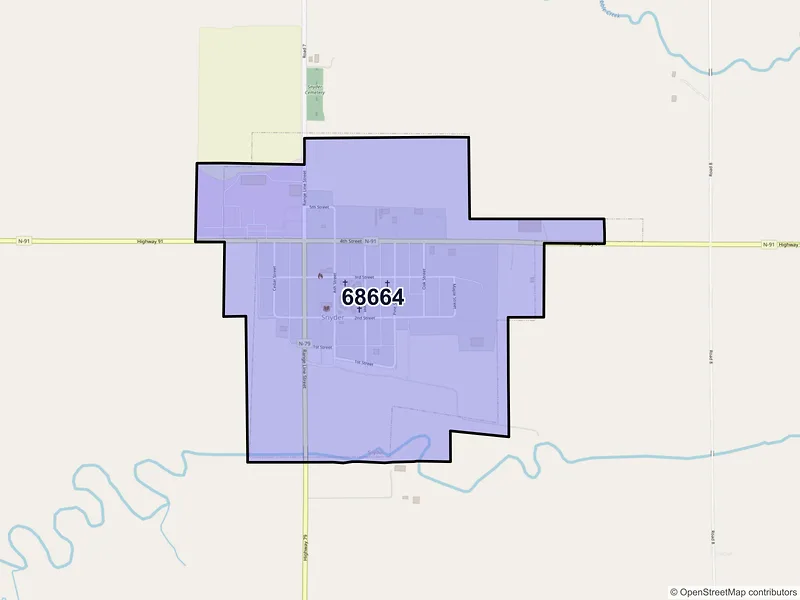 Map of Snyder, Nebraska and ZIP codes