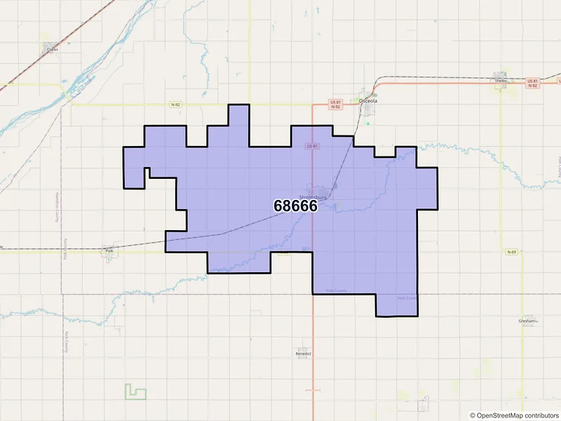 Map of ZIP Code 68666 — Stromsburg, NE