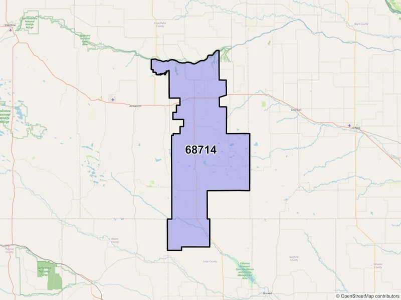 Map of ZIP Code 68714 — Bassett, NE