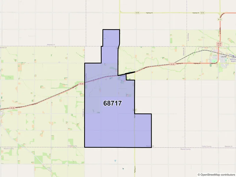 Map of ZIP Code 68717 — Belden, NE
