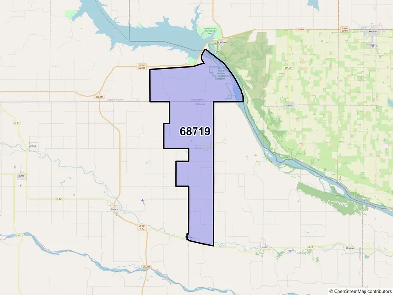 Map of ZIP Code 68719 — Bristow, NE