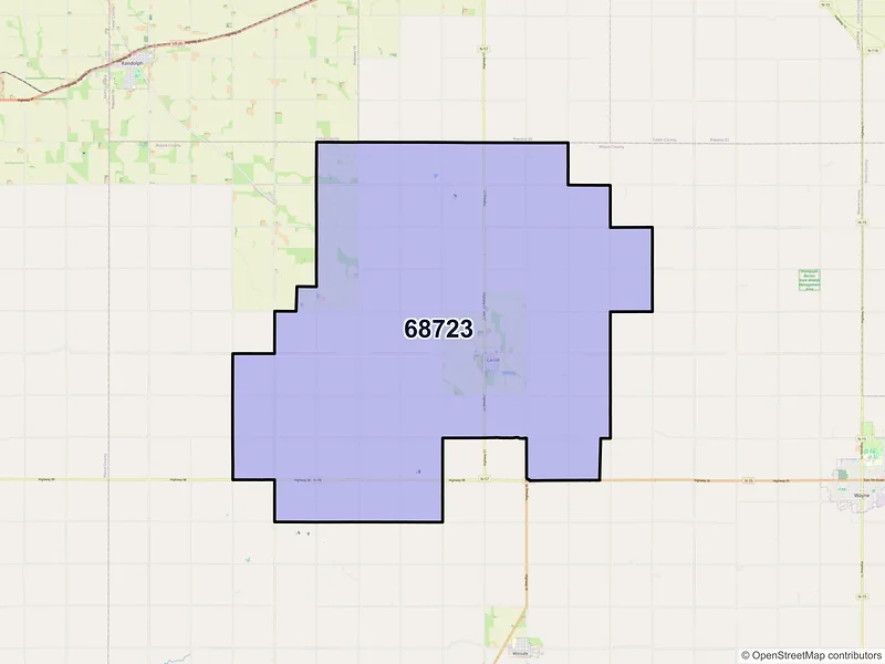 Map of ZIP Code 68723 — Carroll, NE