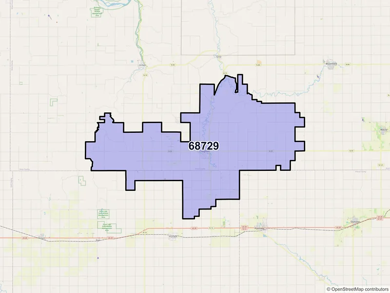 Map of ZIP Code 68729 — Creighton, NE