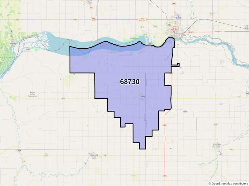 Map of ZIP Code 68730 — Crofton, NE