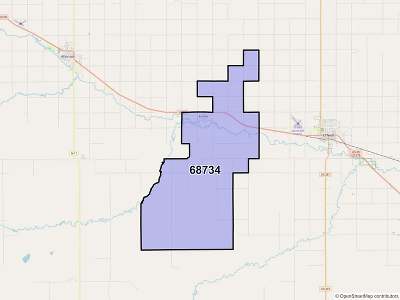 Map of ZIP Code 68734 — Emmet, NE