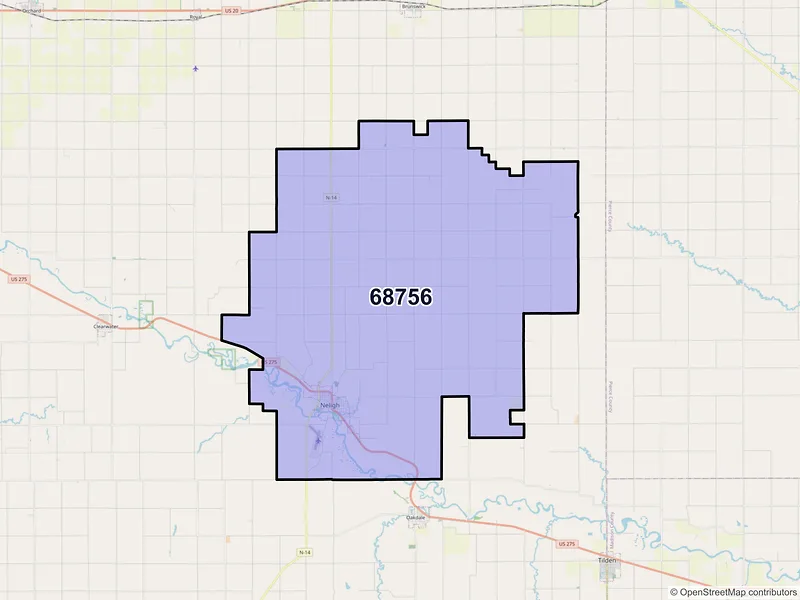 Map of ZIP Code 68756 — Neligh, NE