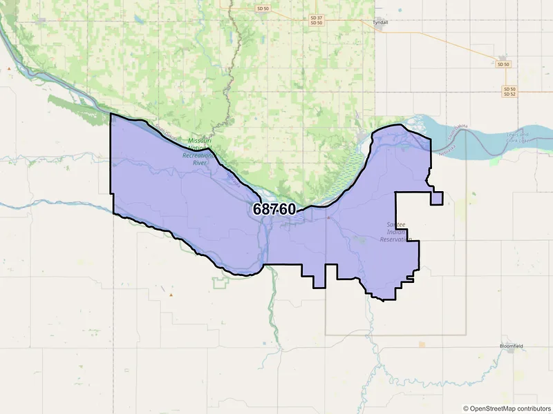 Map of ZIP Code 68760 — Niobrara, NE