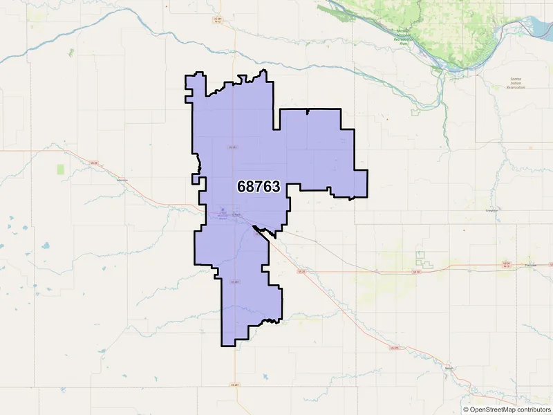 Map of Oneill, Nebraska and ZIP codes