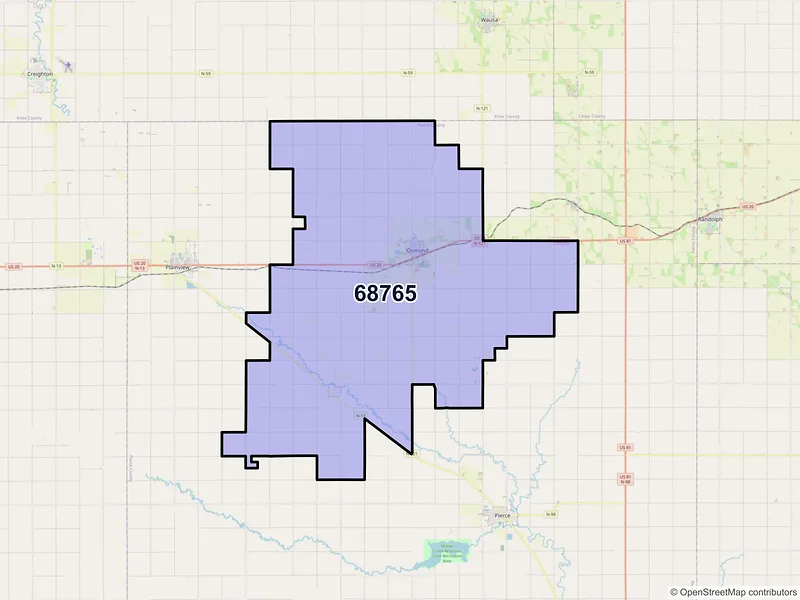 Map of ZIP Code 68765 — Osmond, NE