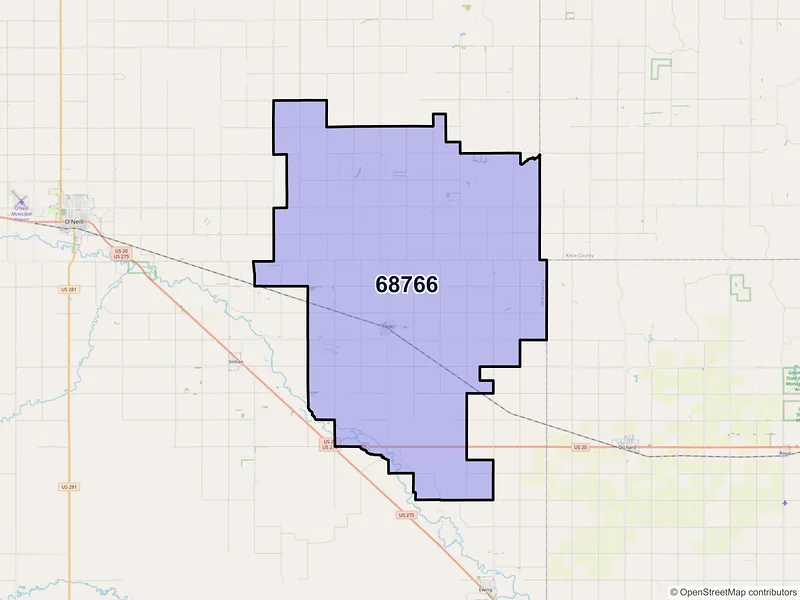 Map of Page, Nebraska and ZIP codes