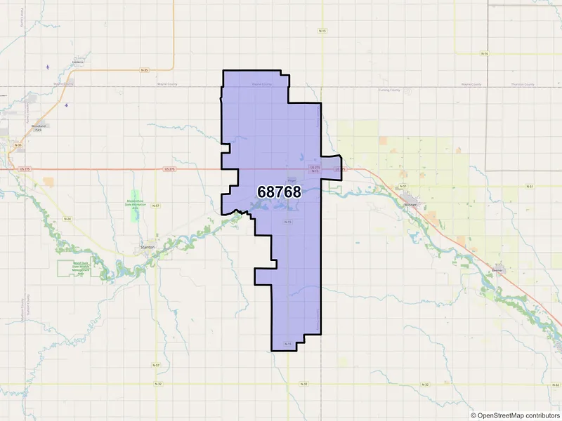 Map of ZIP Code 68768 — Pilger, NE