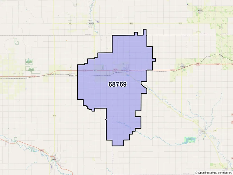 Map of ZIP Code 68769 — Plainview, NE