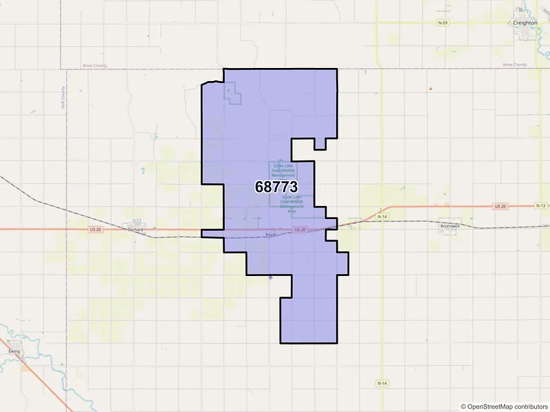 Map of ZIP Code 68773 — Royal, NE