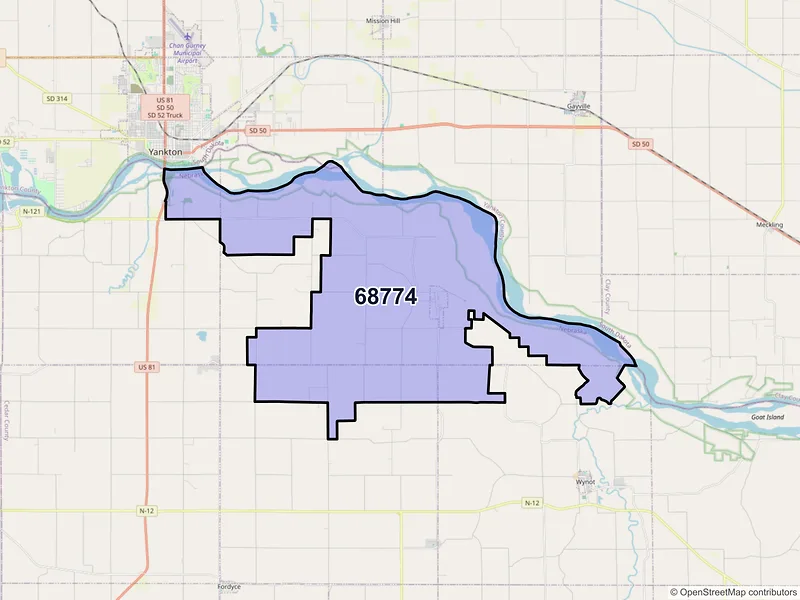Map of Saint Helena, Nebraska and ZIP codes