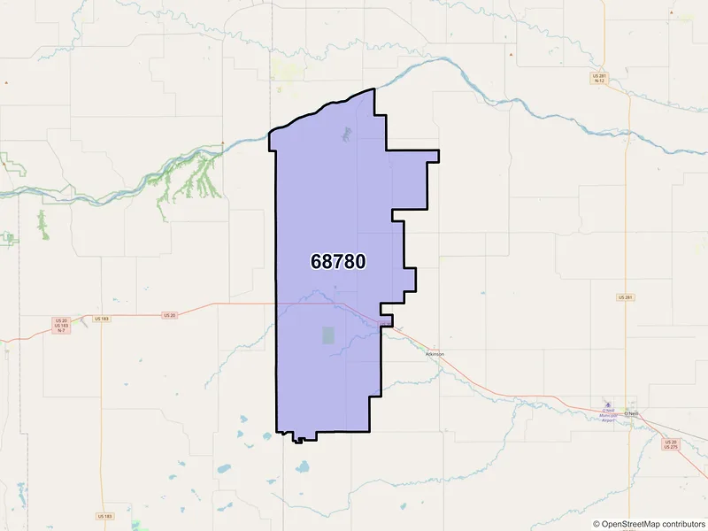 Map of ZIP Code 68780 — Stuart, NE