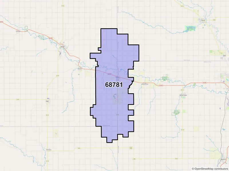 Map of ZIP Code 68781 — Tilden, NE