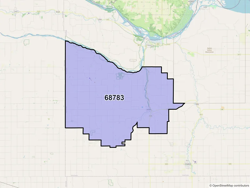 Map of ZIP Code 68783 — Verdigre, NE