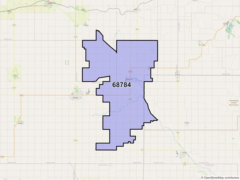 Map of ZIP Code 68784 — Wakefield, NE