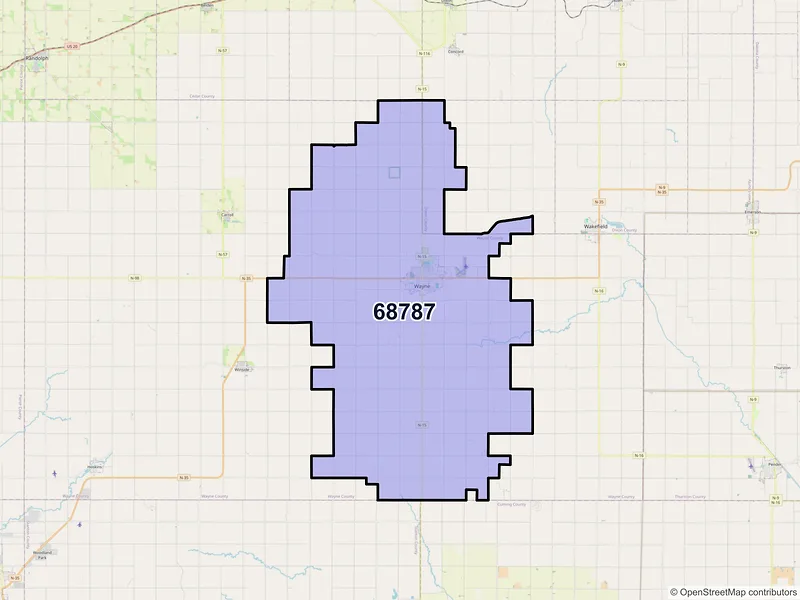 Map of ZIP Code 68787 — Wayne, NE