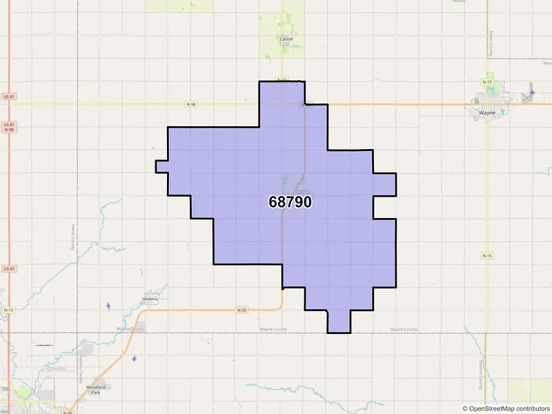 Map of ZIP Code 68790 — Winside, NE