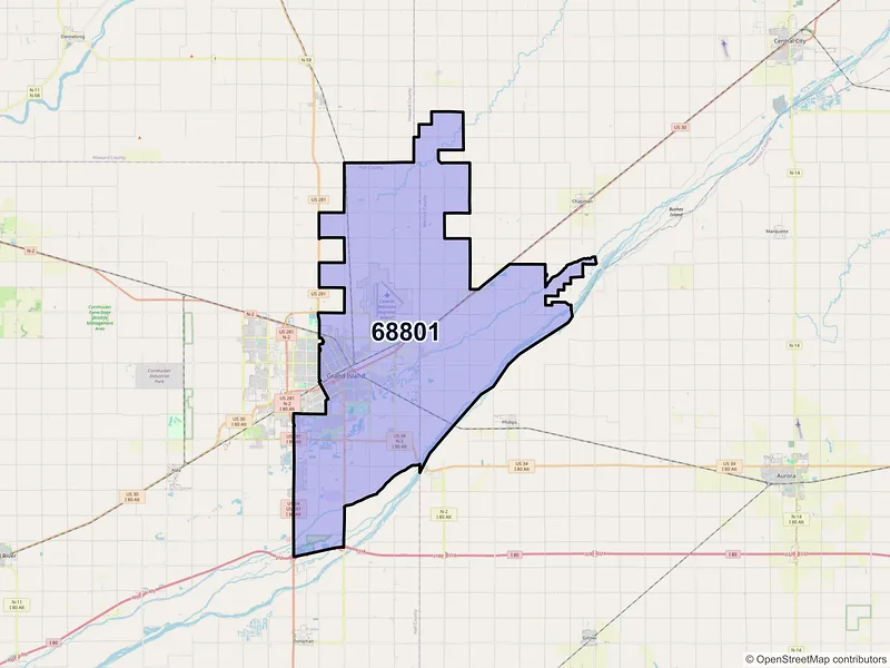 Map of ZIP Code 68801 — Grand Island, NE
