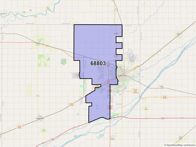 Map of ZIP Code 68803 — Grand Island, NE