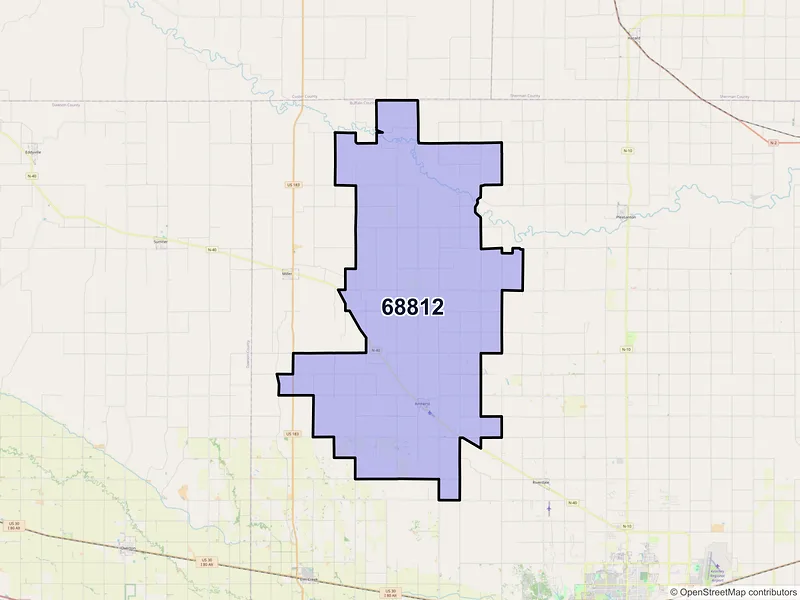 Map of ZIP Code 68812 — Amherst, NE