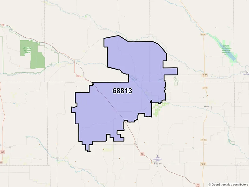Map of ZIP Code 68813 — Anselmo, NE