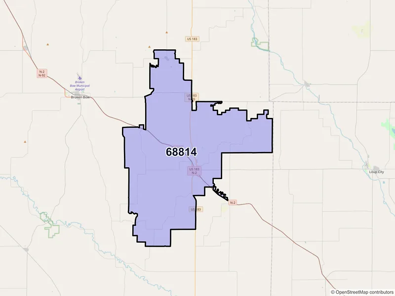 Map of ZIP Code 68814 — Ansley, NE