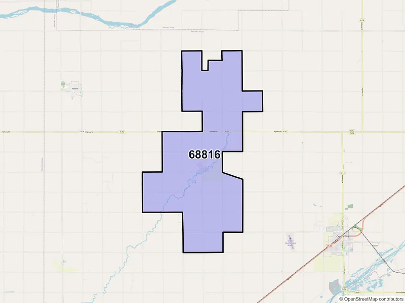 Map of Archer, Nebraska and ZIP codes