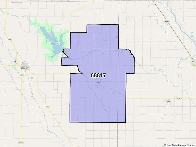 Map of ZIP Code 68817 — Ashton, NE
