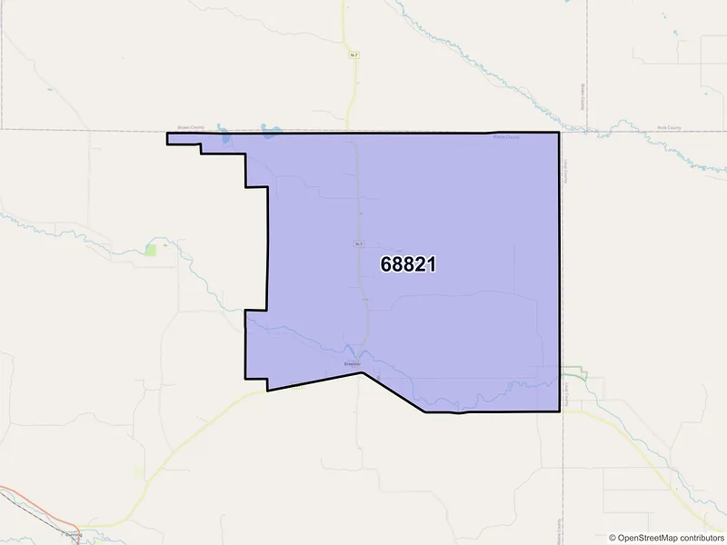 Map of ZIP Code 68821 — Brewster, NE