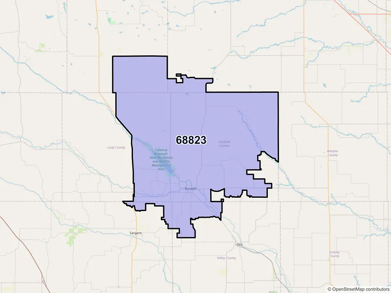 Map of Burwell, Nebraska and ZIP codes