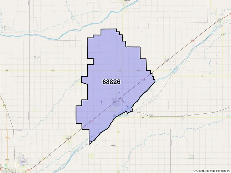 Map of ZIP Code 68826 — Central City, NE