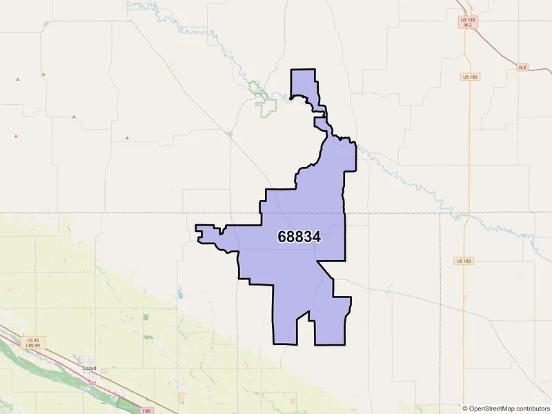Map of Eddyville, Nebraska and ZIP codes