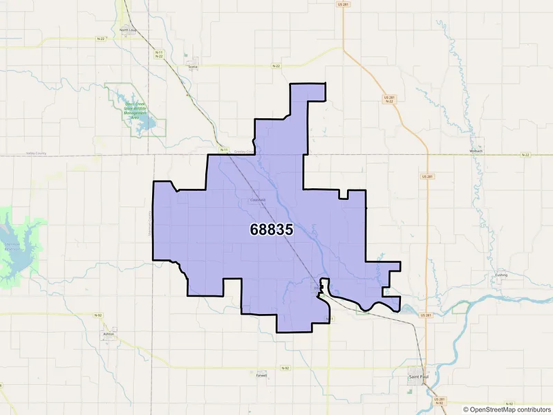 Map of Elba, Nebraska and ZIP codes