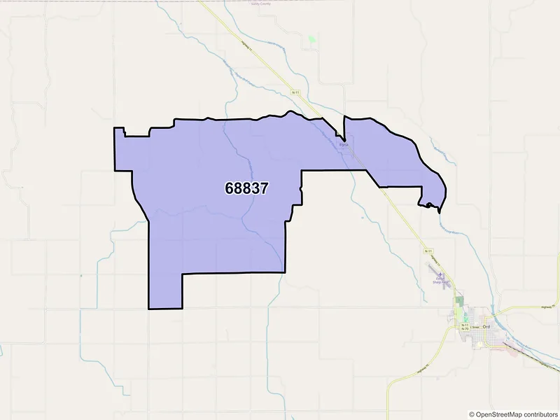 Map of ZIP Code 68837 — Elyria, NE