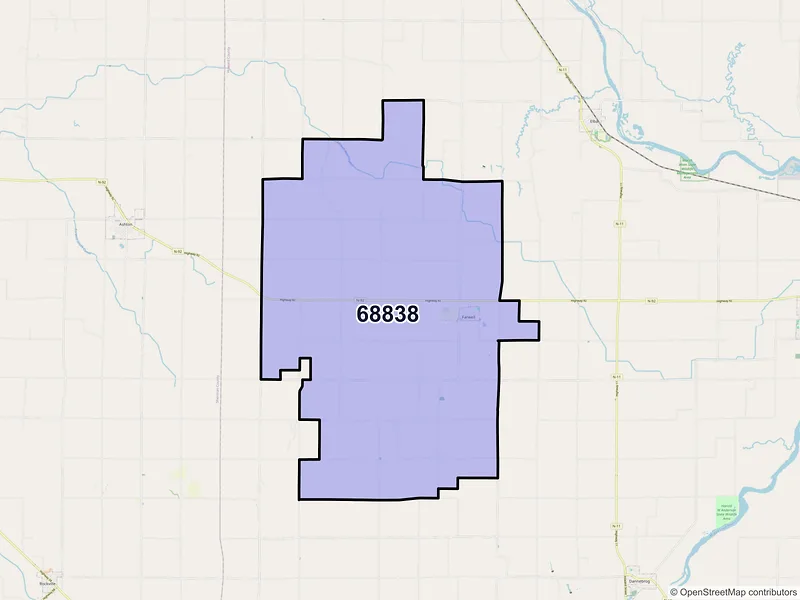 Map of ZIP Code 68838 — Farwell, NE