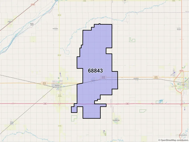 Map of ZIP Code 68843 — Hampton, NE