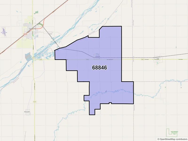Map of ZIP Code 68846 — Hordville, NE
