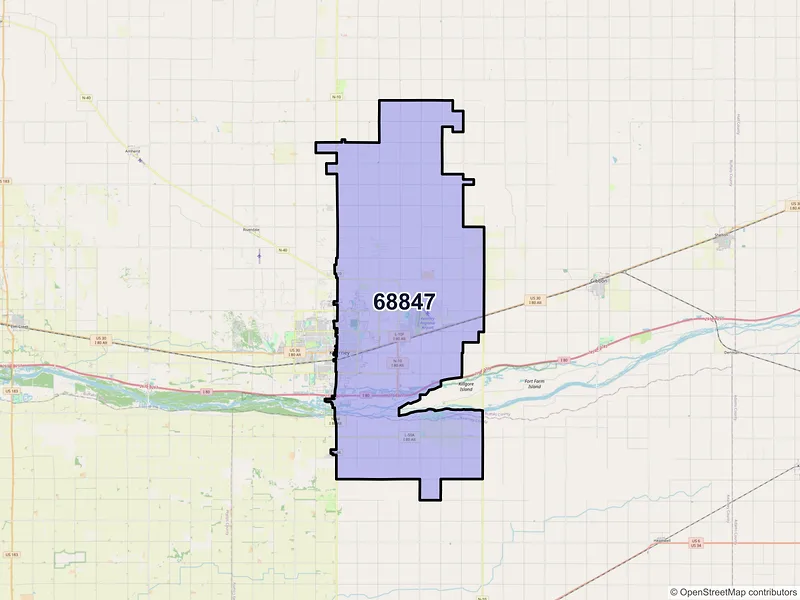 Map of ZIP Code 68847 — Kearney, NE