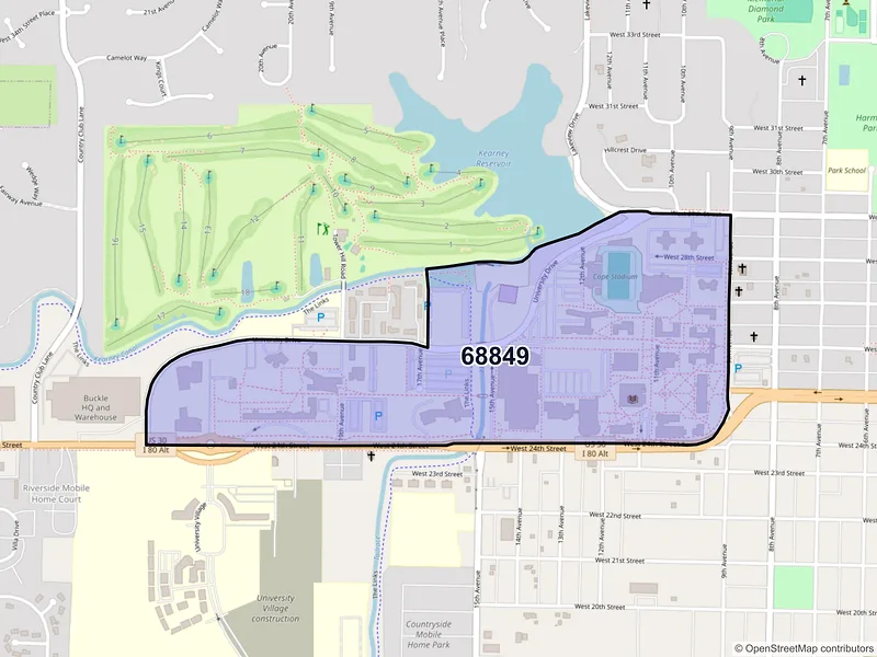 Map of ZIP Code 68849 — Kearney, NE