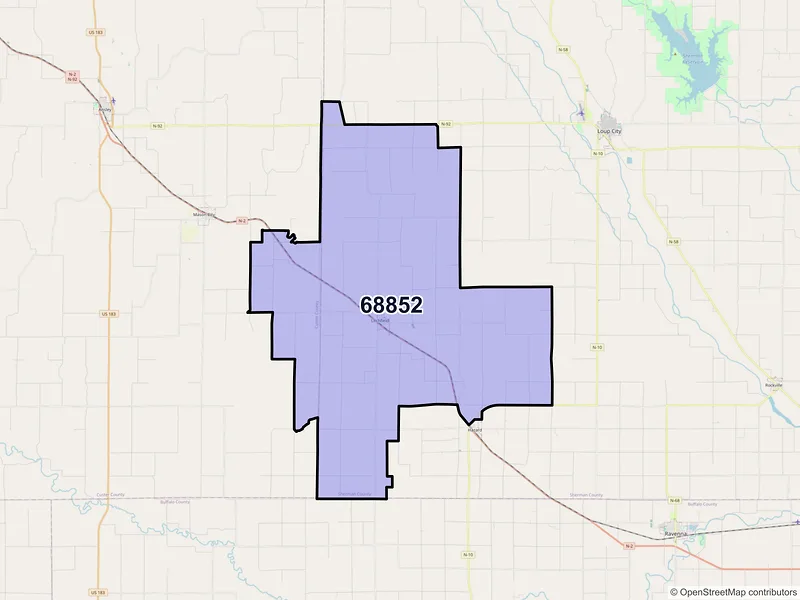 Map of ZIP Code 68852 — Litchfield, NE
