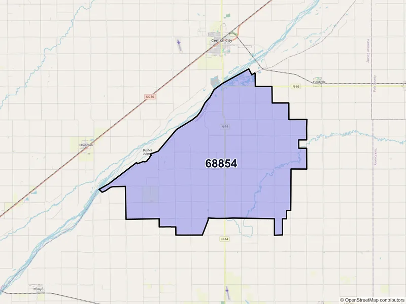 Map of ZIP Code 68854 — Marquette, NE