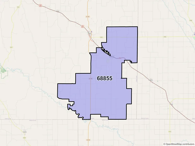 Map of ZIP Code 68855 — Mason City, NE