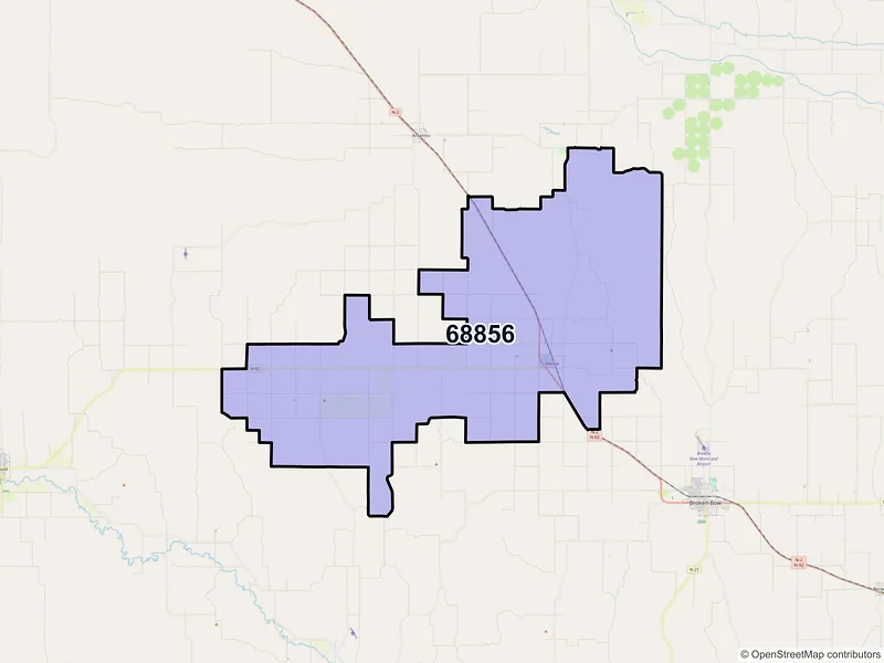 Map of ZIP Code 68856 — Merna, NE